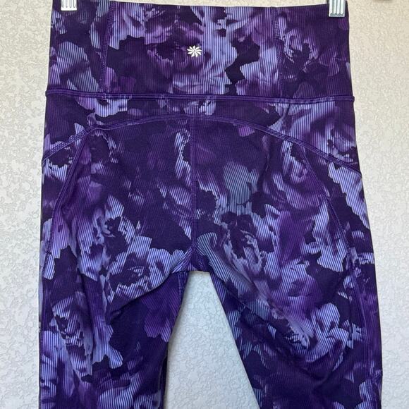 Athleta Printed Rainier Tight Legging Sz XS Spliced Floral Basalt Violet Purple - Picture 6 of 10